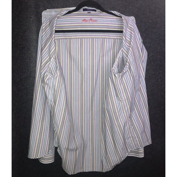 Alan Flusser Shirt Mens Medium Multicolor Striped Button Down‎ Collared Casual - Picture 3 of 9